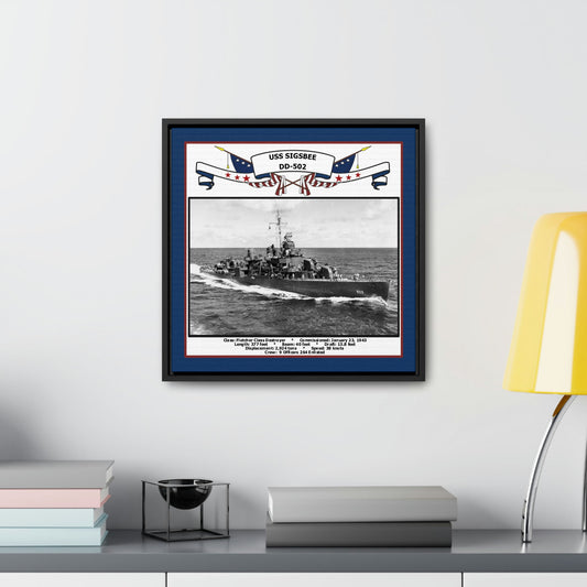 USS Sigsbee DD-502 Navy Floating Frame Photo Desk View