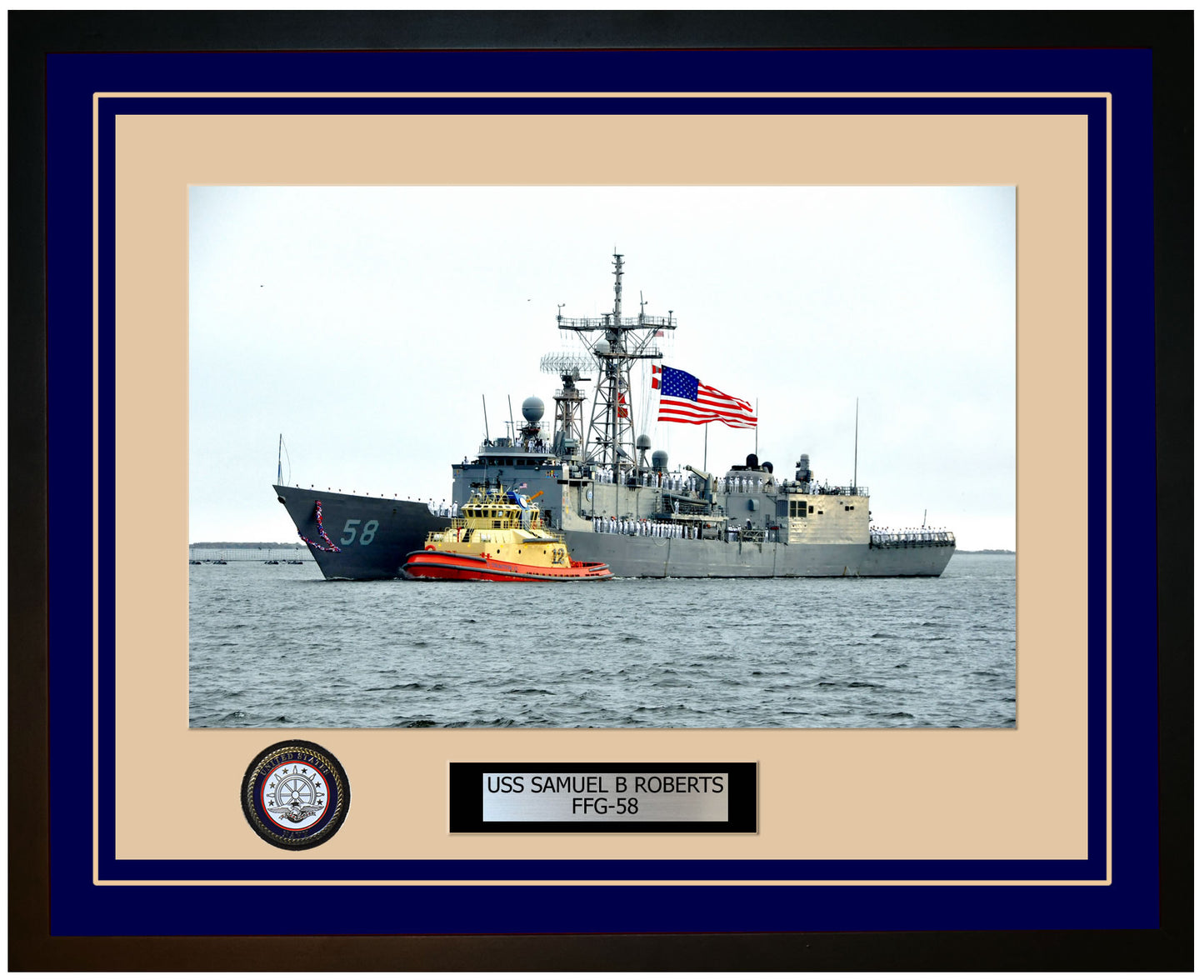 USS SAMUEL B ROBERTS FFG-58 Framed Navy Ship Photo Blue
