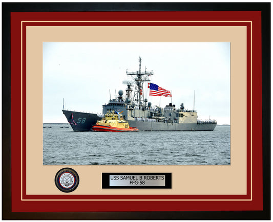 USS SAMUEL B ROBERTS FFG-58 Framed Navy Ship Photo Burgundy
