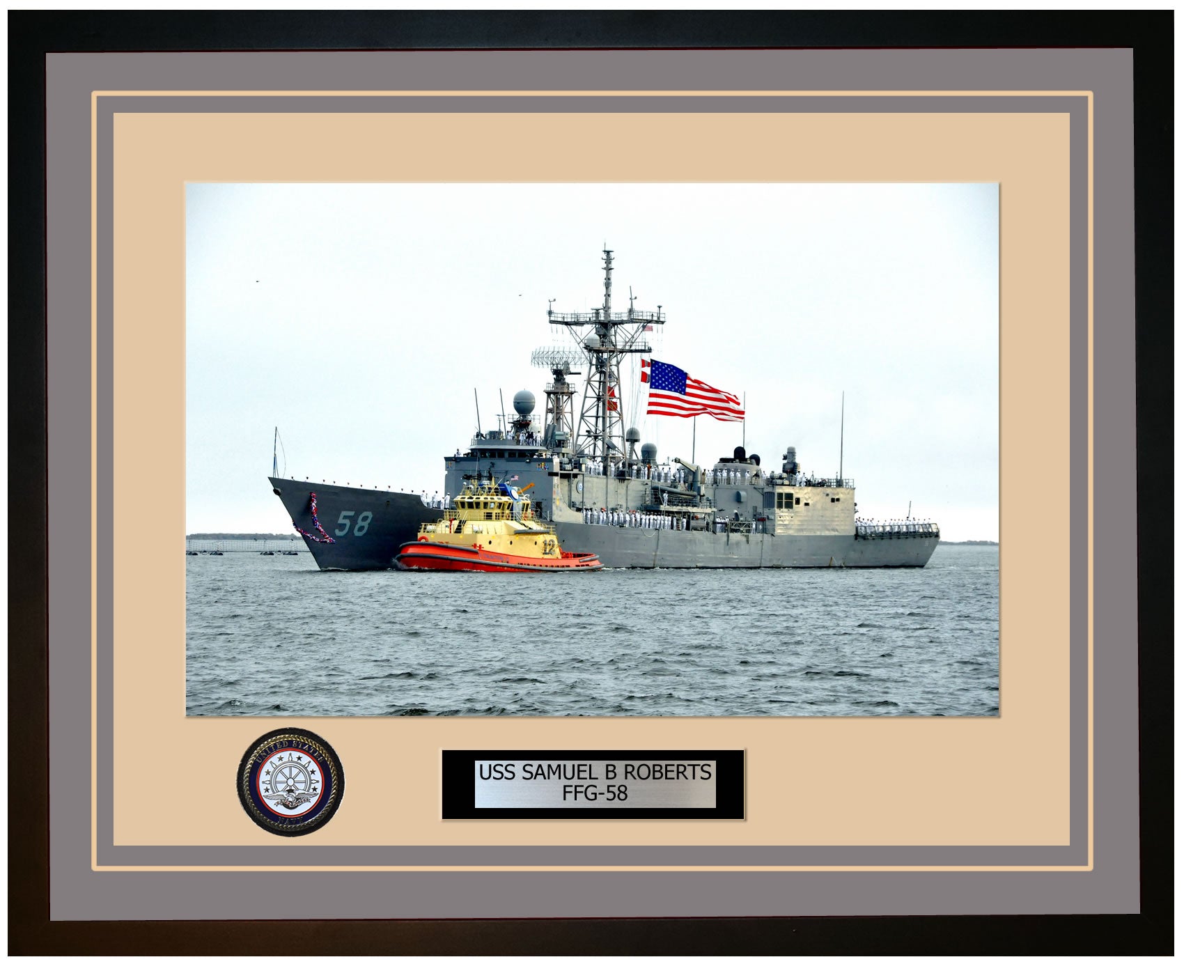 USS SAMUEL B ROBERTS FFG-58 Framed Navy Ship Photo Grey