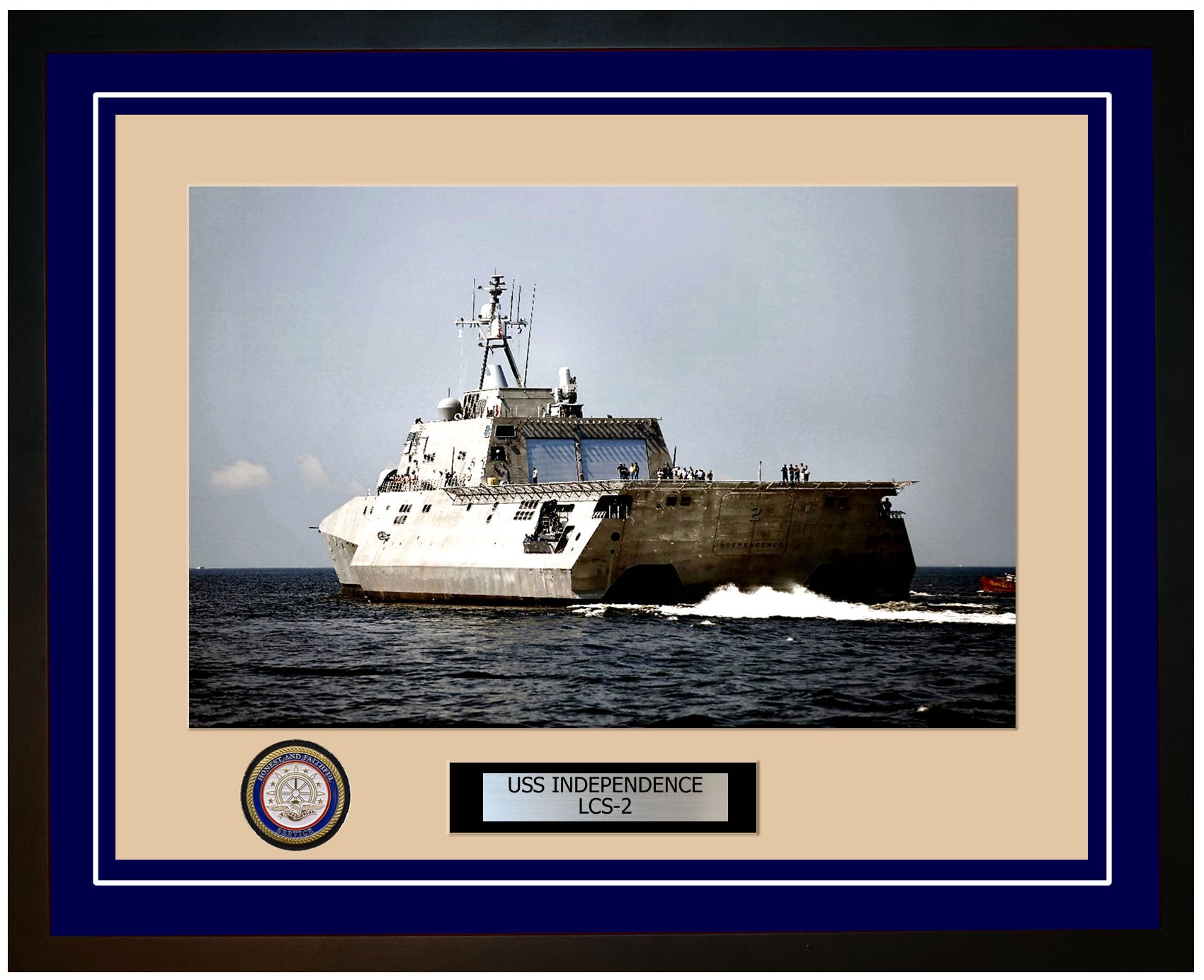 USS Independence LCS-2 Framed Navy Ship Photo Blue