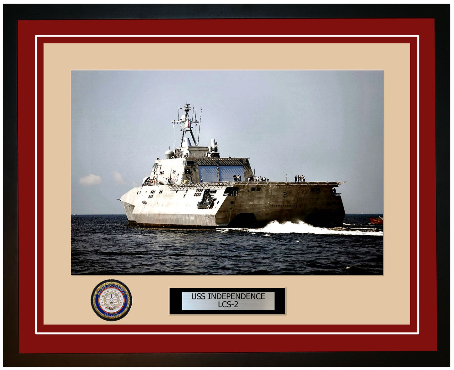 USS Independence LCS-2 Framed Navy Ship Photo Burgundy