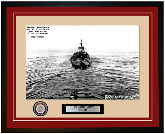 USS Sand Lance SS-381 Framed Navy Ship Photo Burgundy