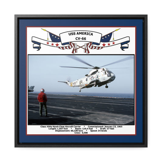 USS America CV-66 Navy Floating Frame Photo Front View