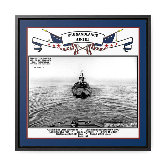 USS Sand Lance SS-381 Navy Floating Frame Photo Front View