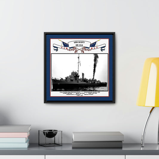 USS Scott DE-214 Navy Floating Frame Photo Desk View
