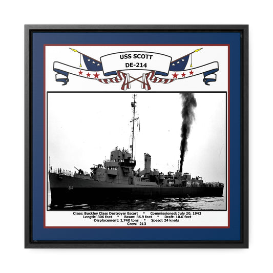 USS Scott DE-214 Navy Floating Frame Photo Front View