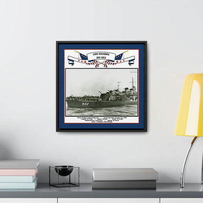 USS Sigsbee DD-502 Navy Floating Frame Photo Desk View