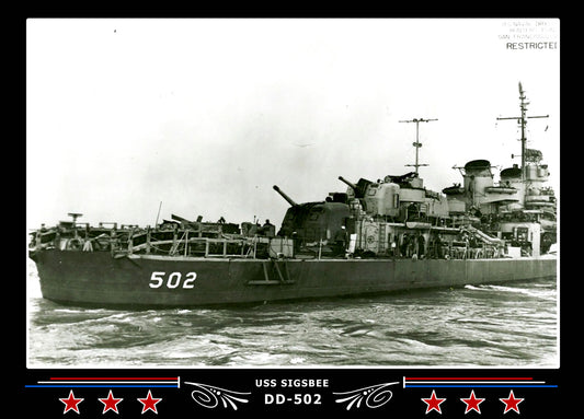 USS Sigsbee DD-502 Canvas Photo Print
