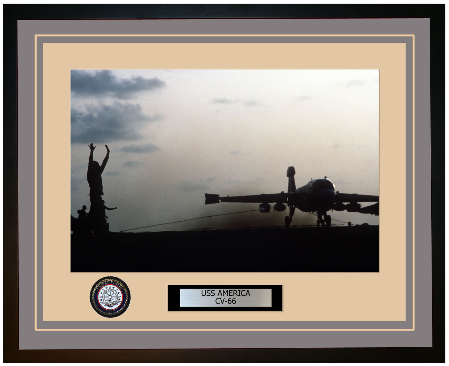 USS AMERICA CV-66 Framed Navy Ship Photo Grey