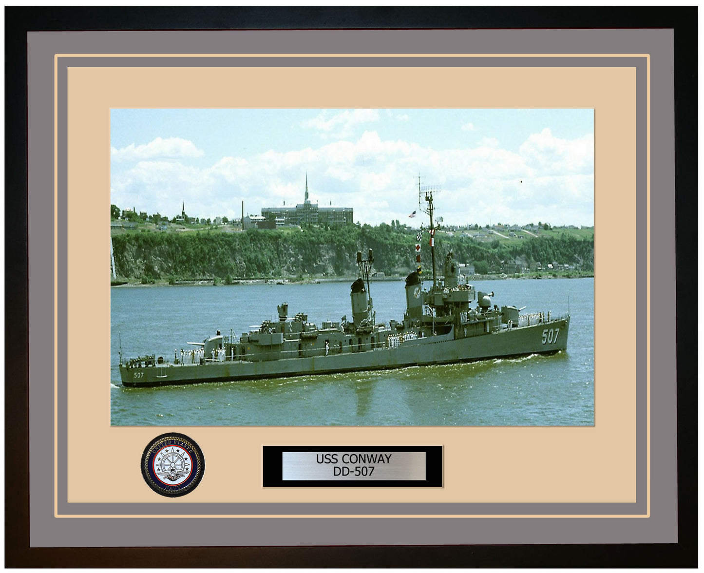 USS CONWAY DD-507 Framed Navy Ship Photo Grey