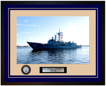 USS SAMUEL B ROBERTS FFG-58 Framed Navy Ship Photo Blue