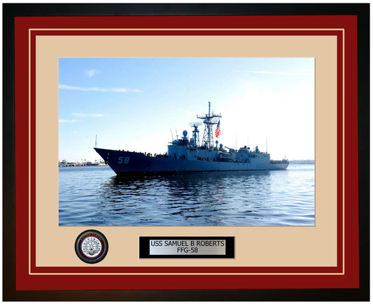 USS SAMUEL B ROBERTS FFG-58 Framed Navy Ship Photo Burgundy