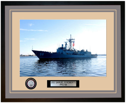USS SAMUEL B ROBERTS FFG-58 Framed Navy Ship Photo Grey