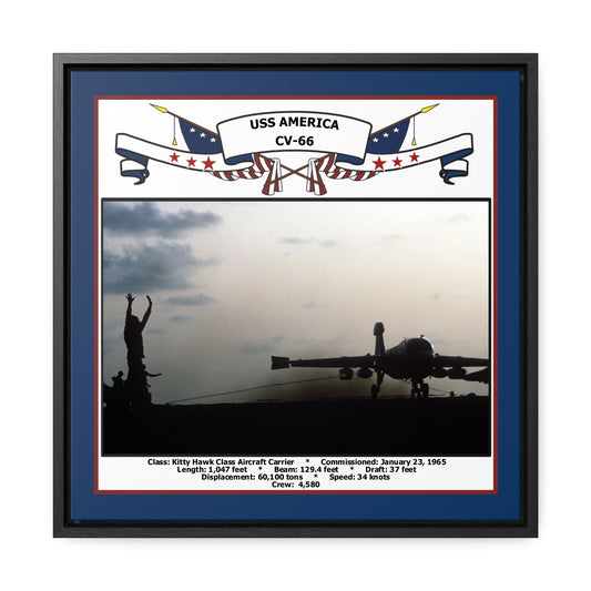 USS America CV-66 Navy Floating Frame Photo Front View