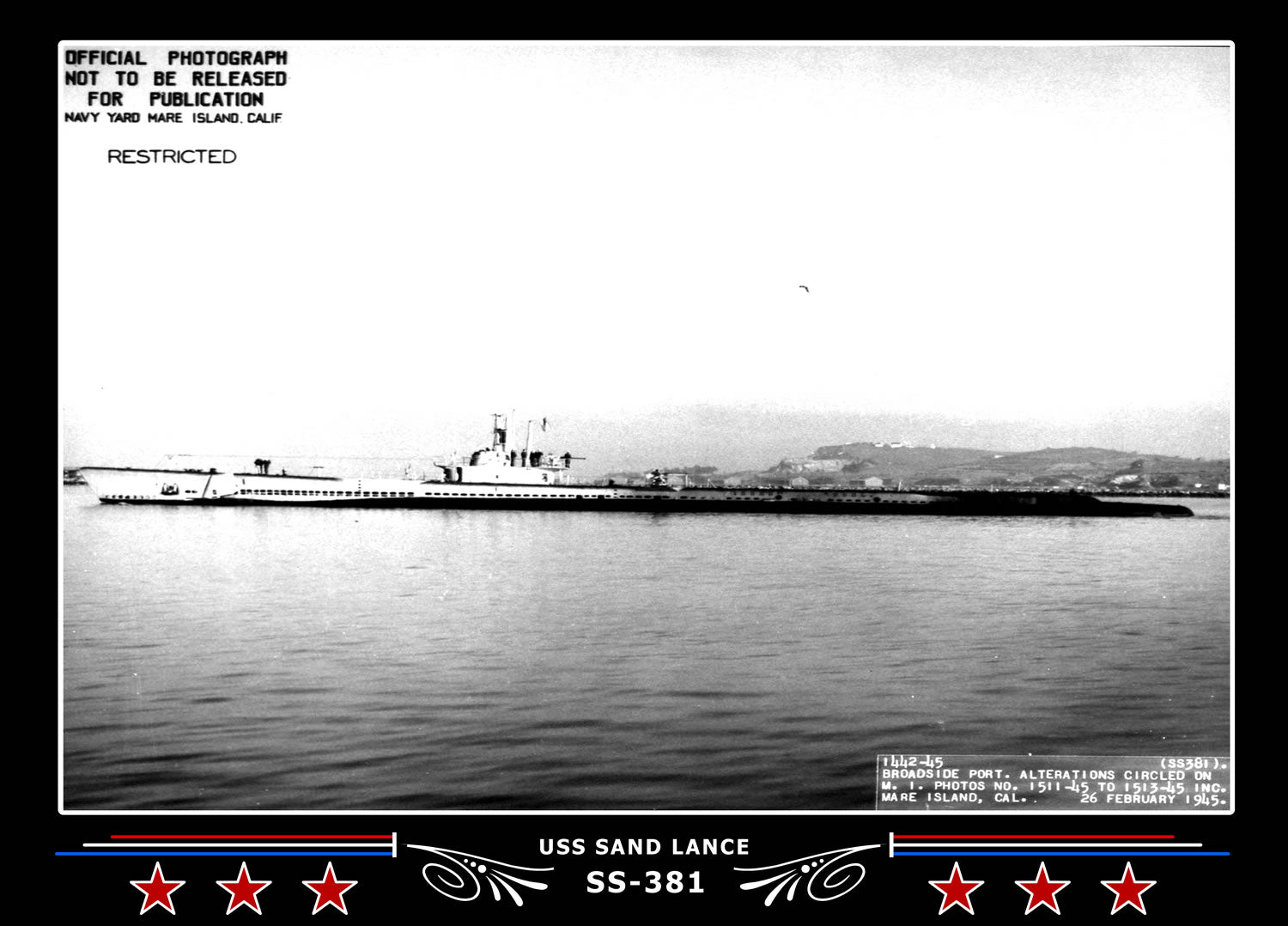 USS Sand Lance SS-381 Canvas Photo Print
