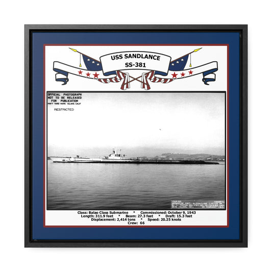 USS Sand Lance SS-381 Navy Floating Frame Photo Front View