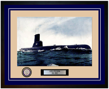 USS Picuda SS-382 Framed Navy Ship Photo Blue