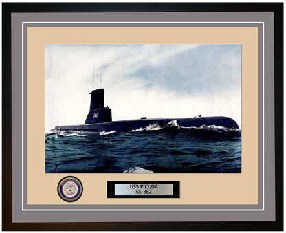 USS Picuda SS-382 Framed Navy Ship Photo Grey