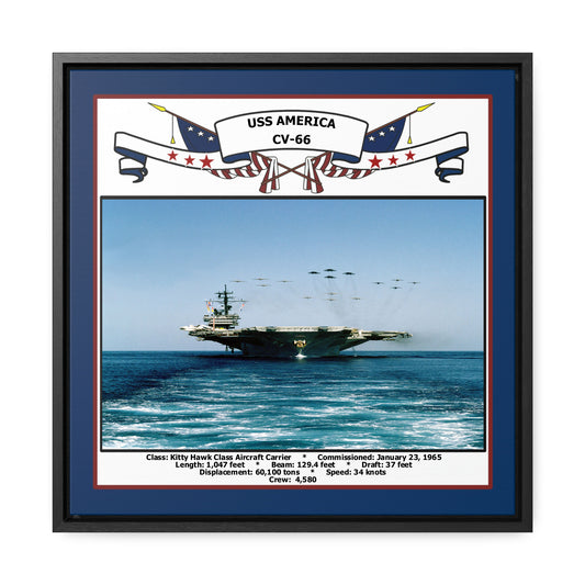 USS America CV-66 Navy Floating Frame Photo Front View