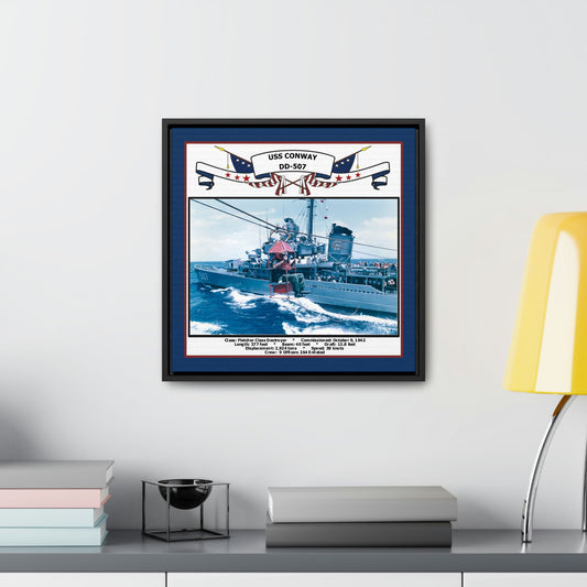 USS Conway DD-507 Navy Floating Frame Photo Desk View
