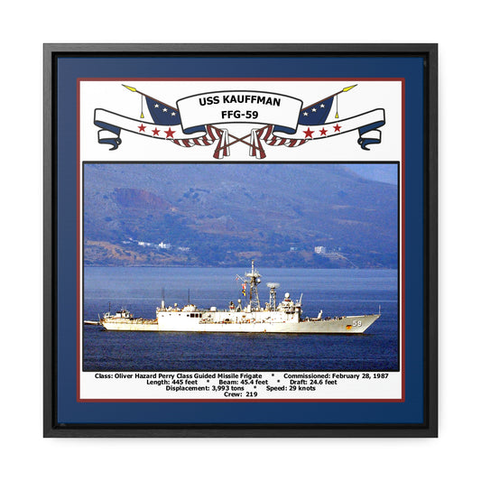 USS Kauffman FFG-59 Navy Floating Frame Photo Front View