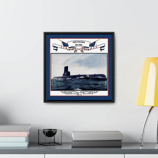 USS Picuda SS-382 Navy Floating Frame Photo Desk View