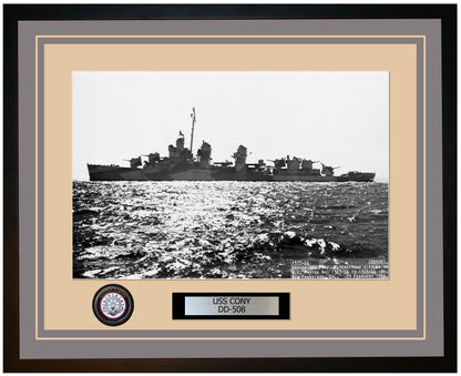USS CONY DD-508 Framed Navy Ship Photo Grey