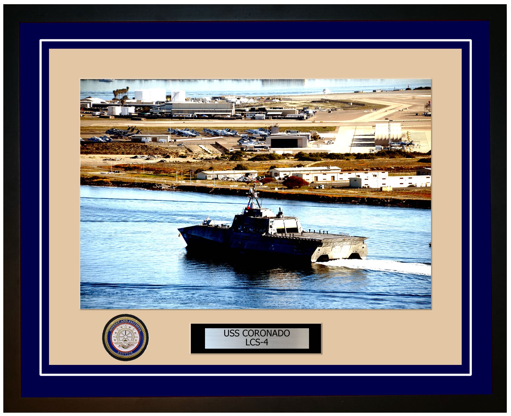 USS Coronado LCS-4 Framed Navy Ship Photo Blue