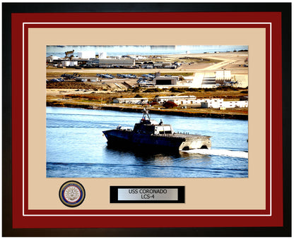 USS Coronado LCS-4 Framed Navy Ship Photo Burgundy