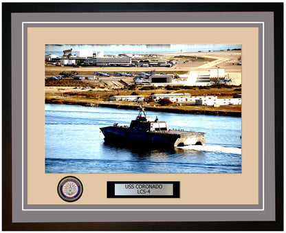 USS Coronado LCS-4 Framed Navy Ship Photo Grey