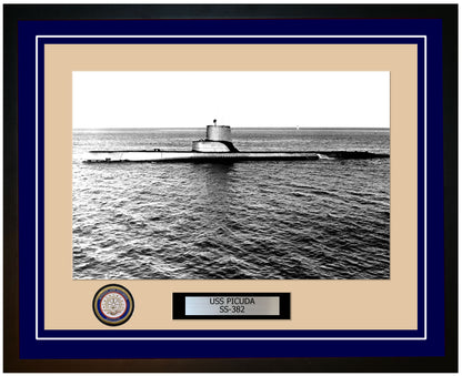 USS Picuda SS-382 Framed Navy Ship Photo Blue
