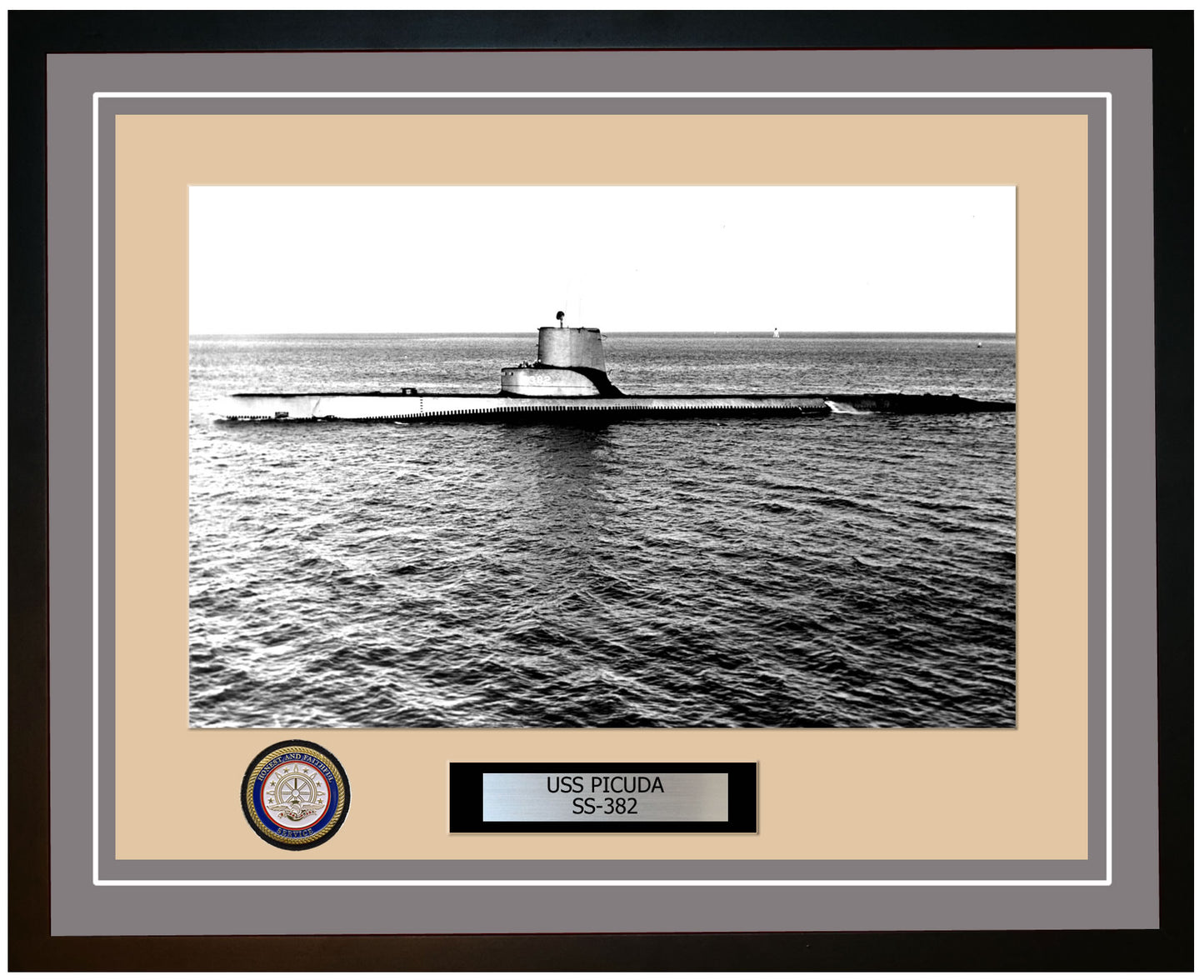 USS Picuda SS-382 Framed Navy Ship Photo Grey