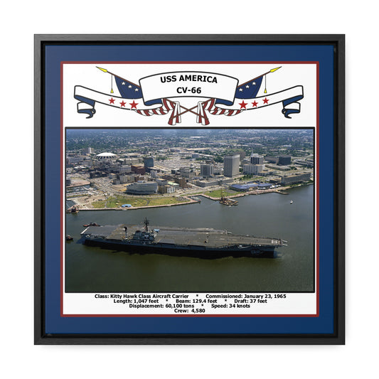 USS America CV-66 Navy Floating Frame Photo Front View