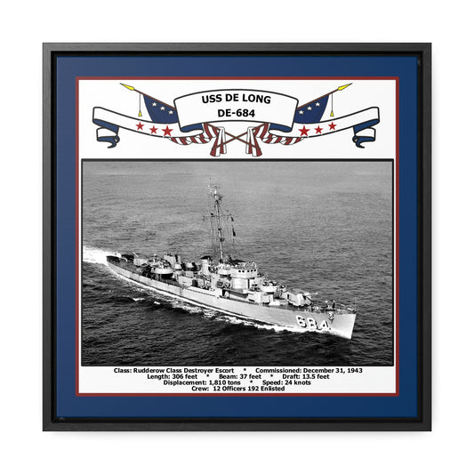 USS De Long DE-684 Navy Floating Frame Photo Front View