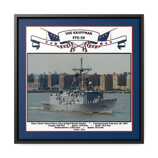 USS Kauffman FFG-59 Navy Floating Frame Photo Front View