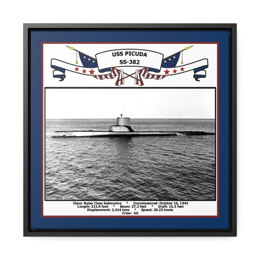 USS Picuda SS-382 Navy Floating Frame Photo Front View