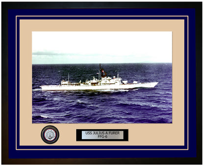 USS JULIUS A FURER FFG-6 Framed Navy Ship Photo Blue