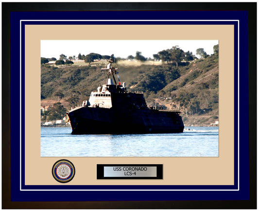 USS Coronado LCS-4 Framed Navy Ship Photo Blue