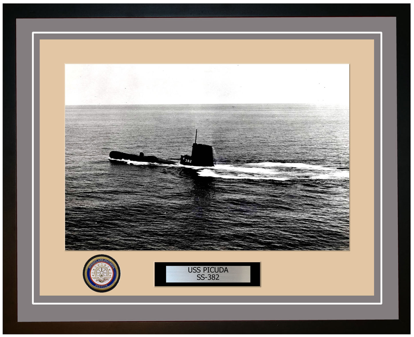 USS Picuda SS-382 Framed Navy Ship Photo Grey