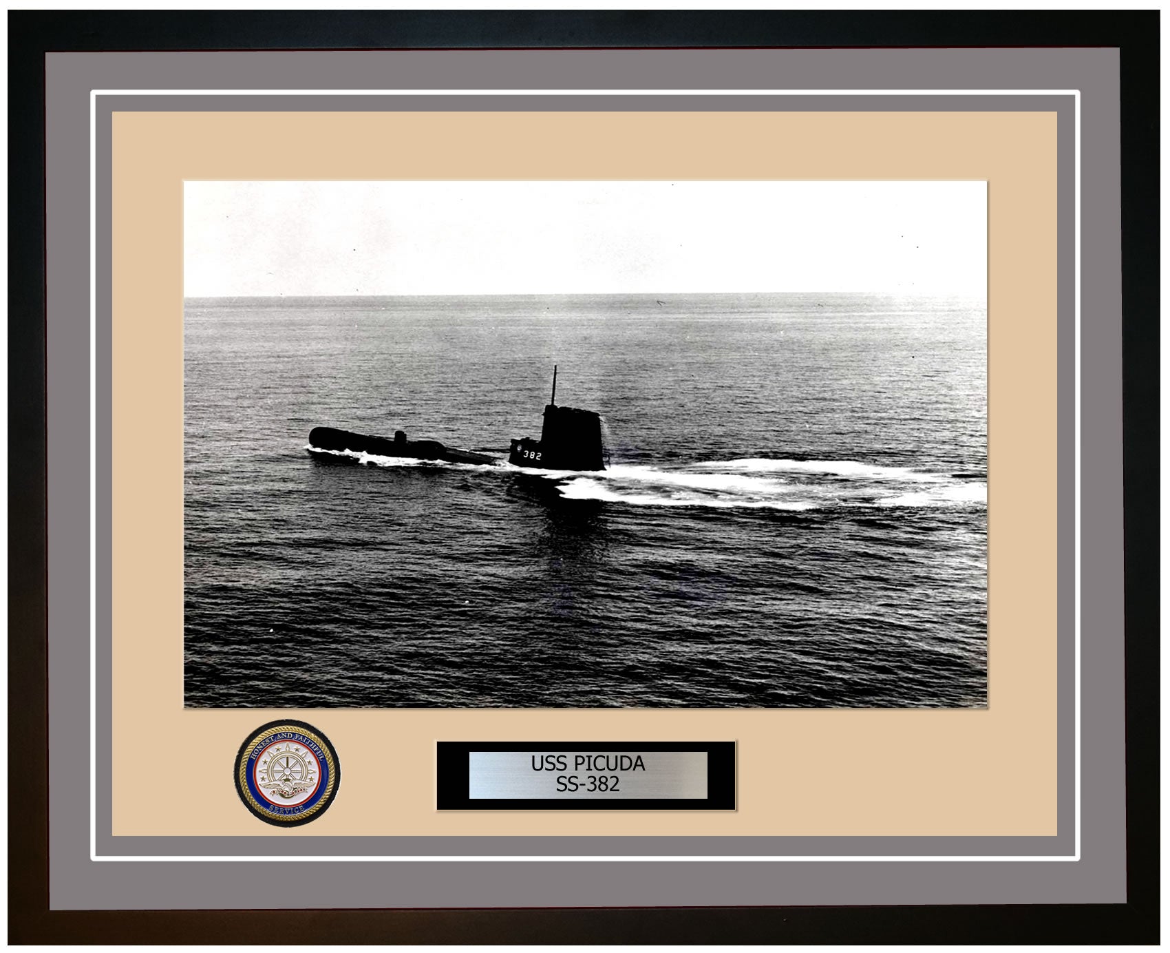 USS Picuda SS-382 Framed Navy Ship Photo Grey