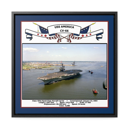 USS America CV-66 Navy Floating Frame Photo Front View