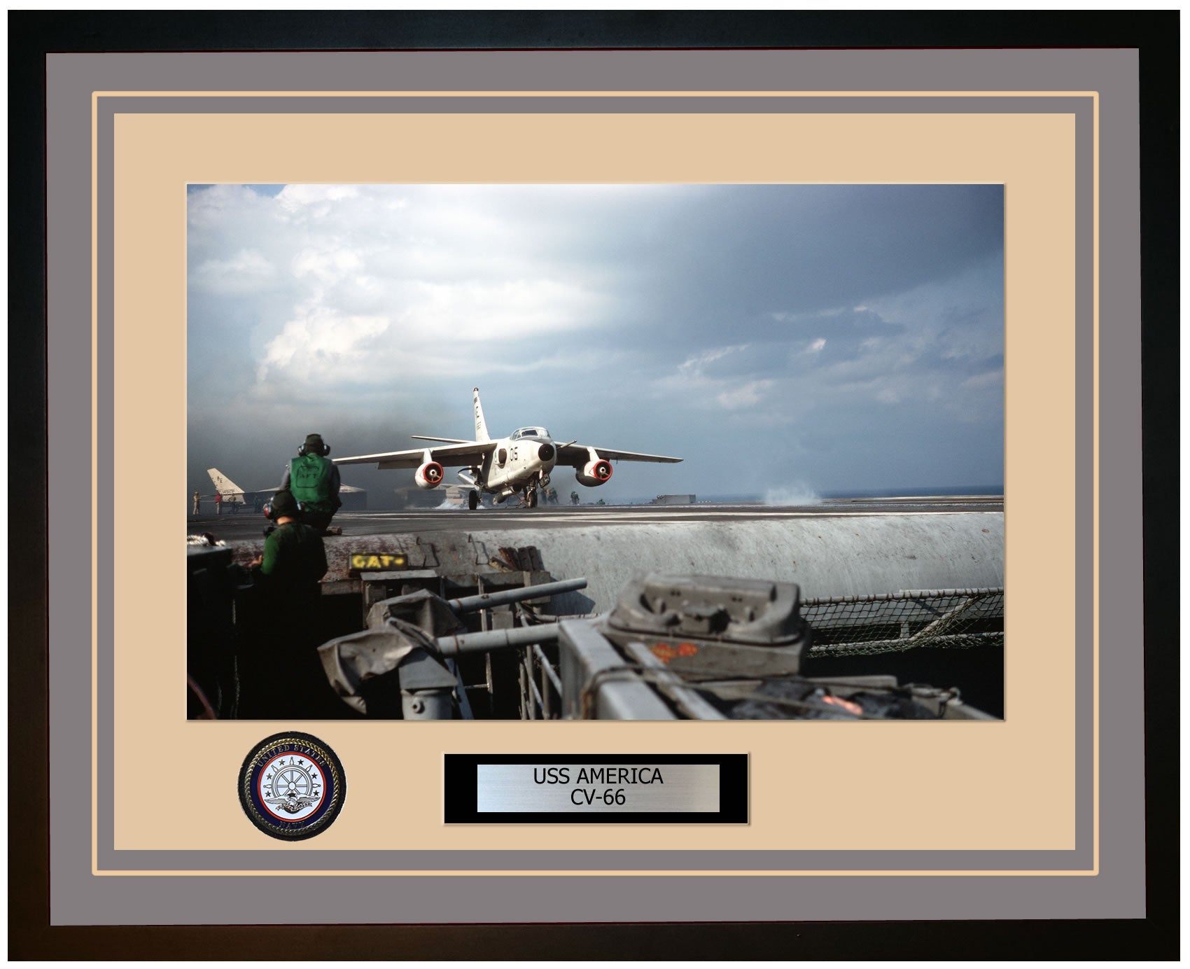 USS AMERICA CV-66 Framed Navy Ship Photo Grey