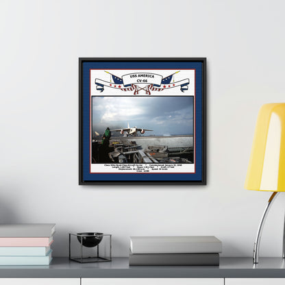 USS America CV-66 Navy Floating Frame Photo Desk View