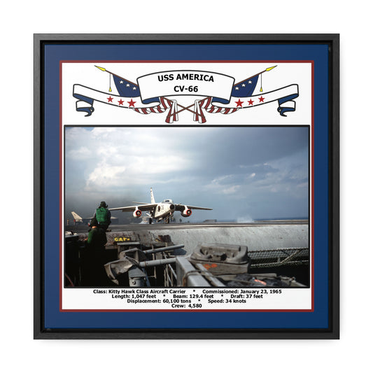 USS America CV-66 Navy Floating Frame Photo Front View