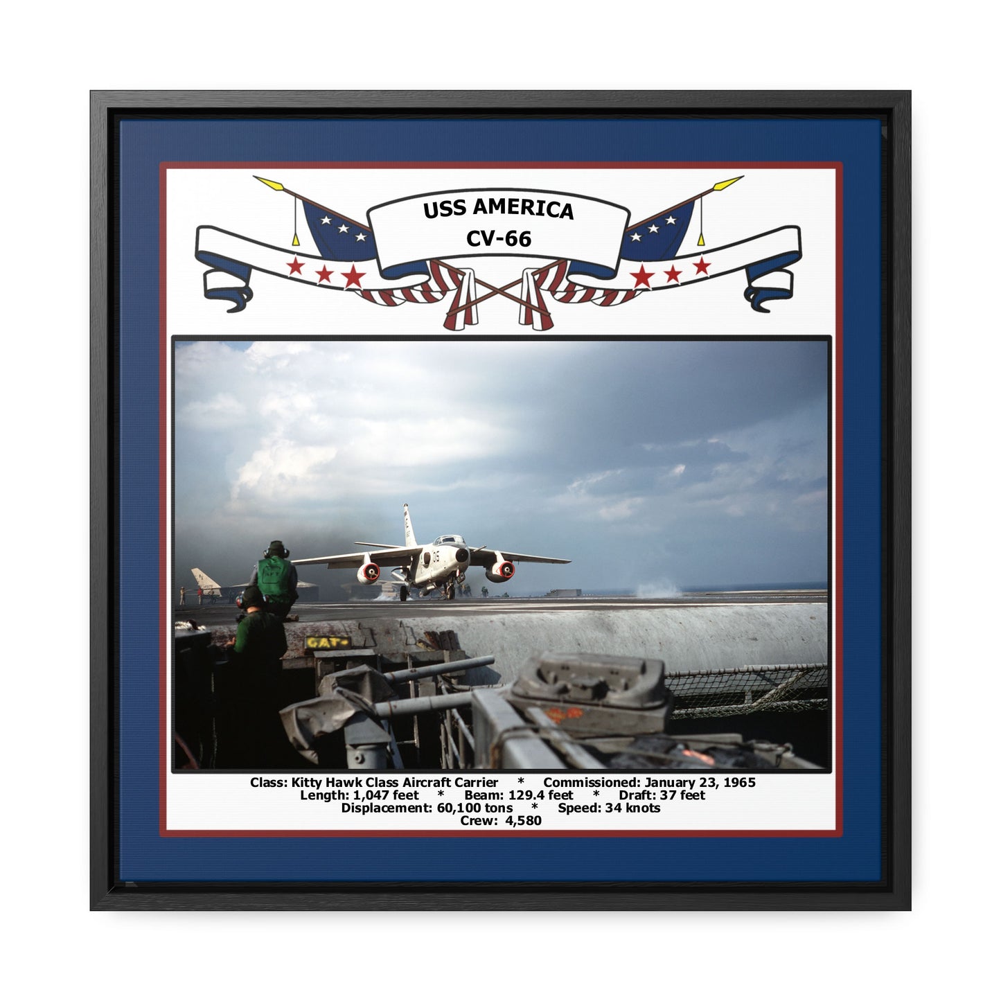 USS America CV-66 Navy Floating Frame Photo Front View