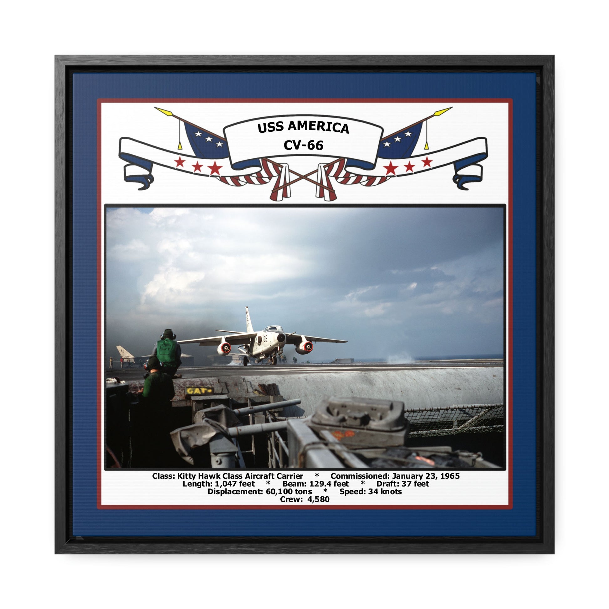 USS America CV-66 Navy Floating Frame Photo Front View