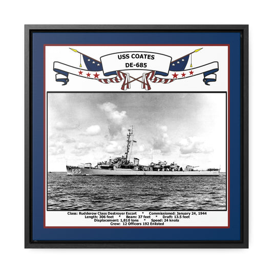 USS Coates DE-685 Navy Floating Frame Photo Front View