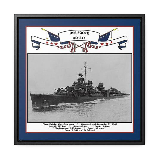 USS Foote DD-511 Navy Floating Frame Photo Front View