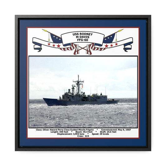 USS Rodney M Davis FFG-60 Navy Floating Frame Photo Front View